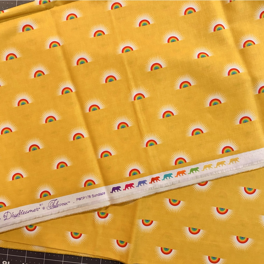 Free Spirit Tula Pink Daydreamer Sundaze Yellow Pineapple - 1/2 Yard - Rainbow